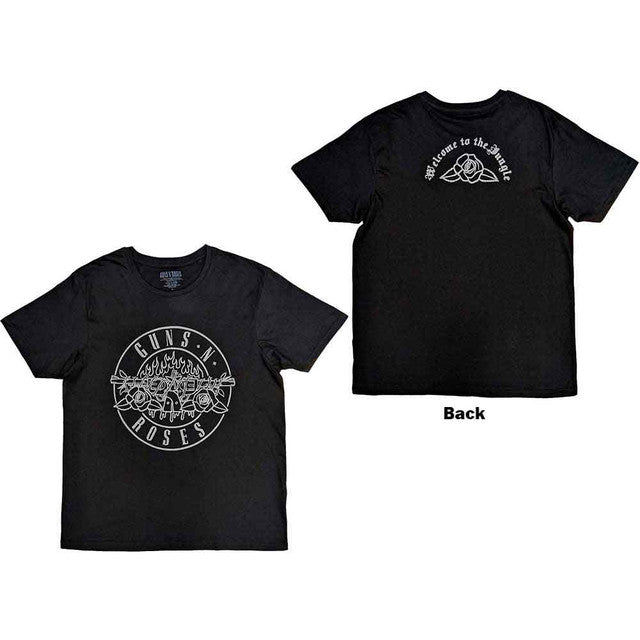 Guns N' Roses: Classic Bullet Mono Unisex T-Shirt (Black) (Back Print)