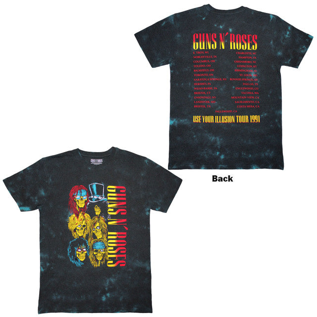 Guns N' Roses: UYI Tour '91 Unisex T-Shirt (Black) (Back Print & Wash Collection)