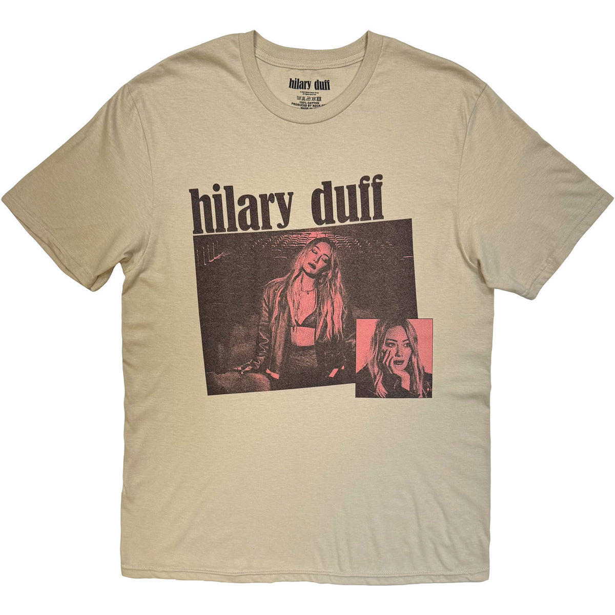 Hilary Duff Unisex T-Shirt: Luck Or Something (Sand) (Back Print)