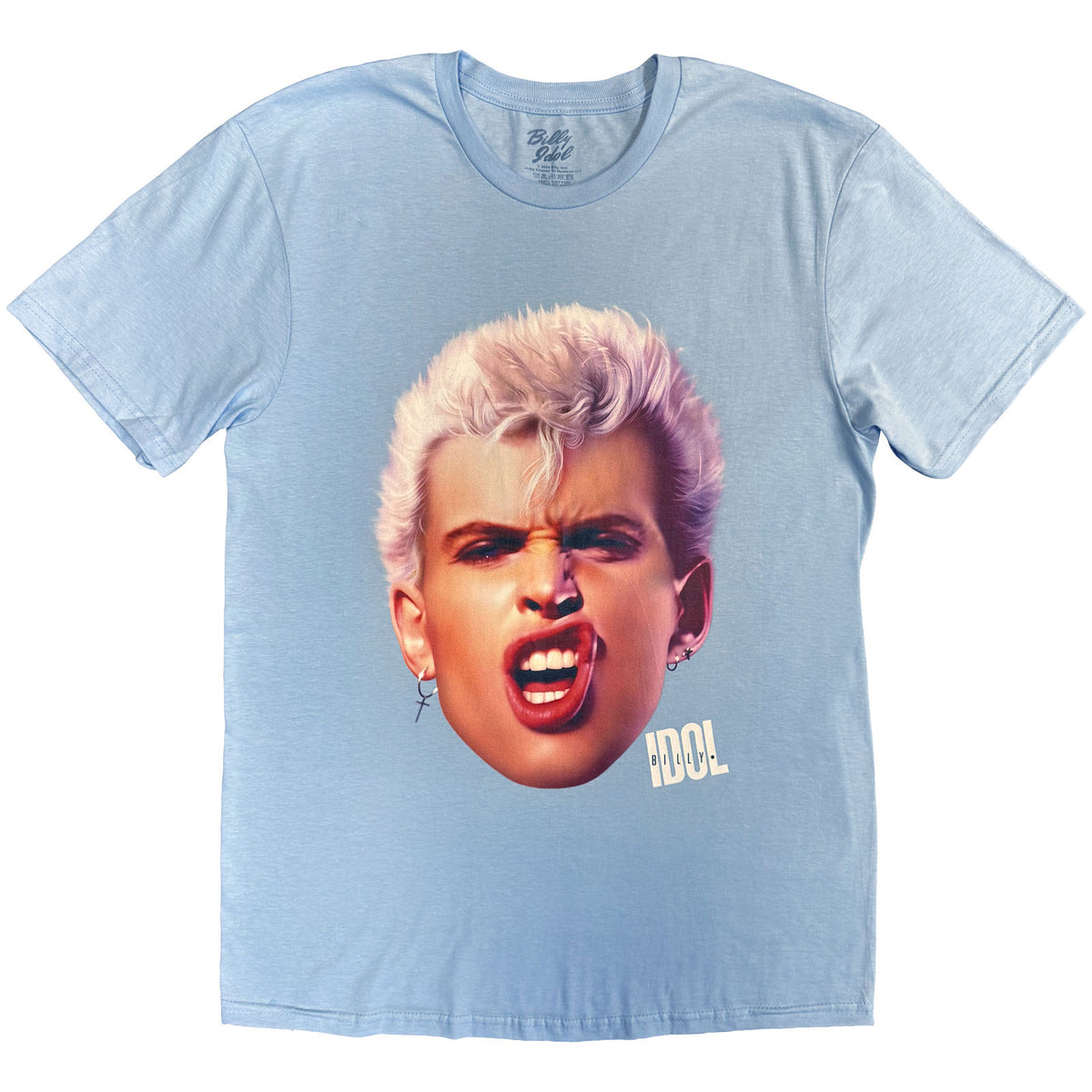 Billy Idol Unisex T-Shirt: Lip Curl (Blue)