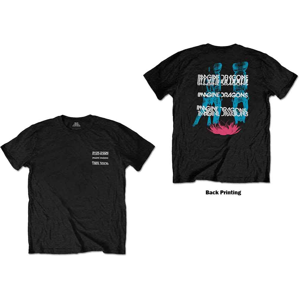 Imagine Dragons Unisex T-Shirt: Man Glitch (Black) (Back Print)