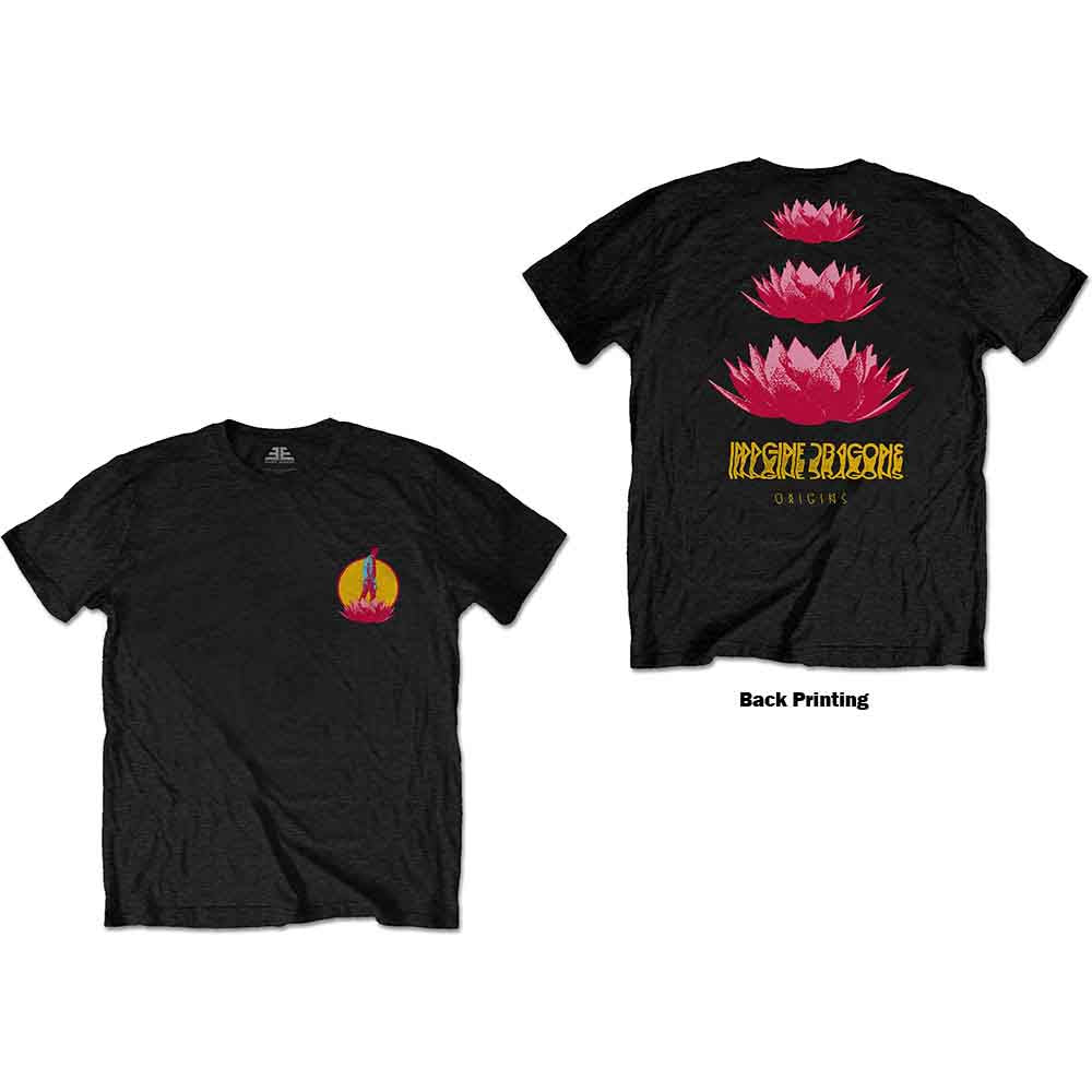 Imagine Dragons Unisex T-Shirt: Origins Lotus (Black) (Back Print)