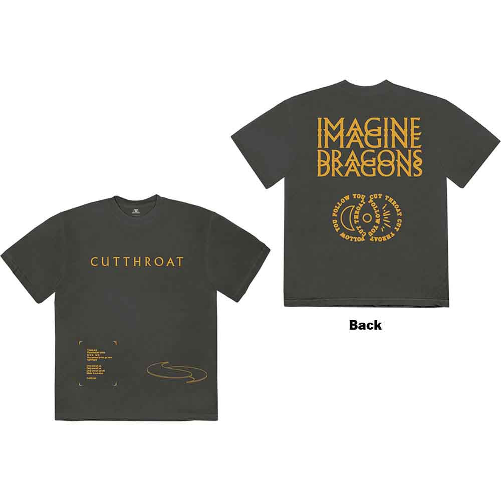 Imagine Dragons Unisex T-Shirt: Cutthroat Symbols (Charcoal Grey) (Back Print)