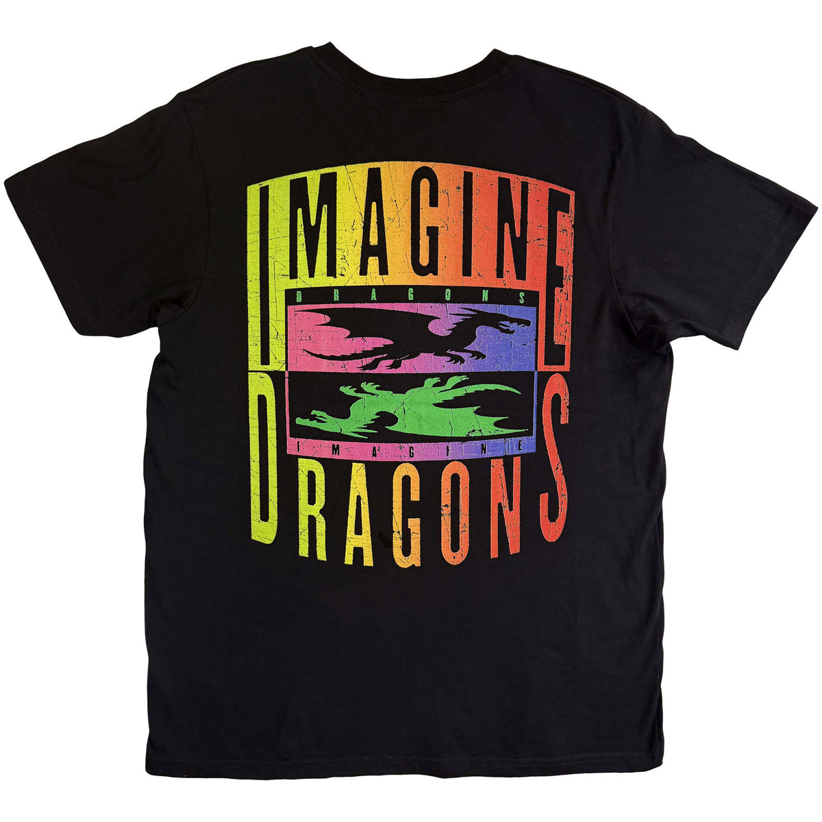 Imagine Dragons Unisex T-Shirt: Double Dragons Pocket (Black) (Back Print)