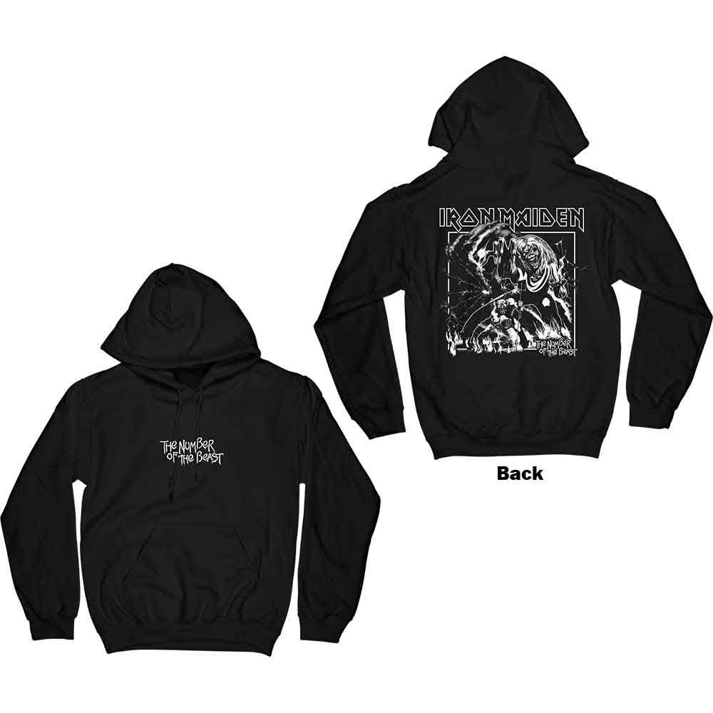 Iron Maiden Unisex Pullover Hoodie: Number Of The Beast One Colour (Black) (Back Print)