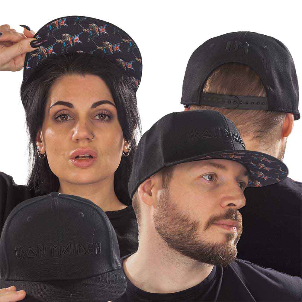 Iron Maiden Unisex Snapback Cap: Logo & Trooper (Black)