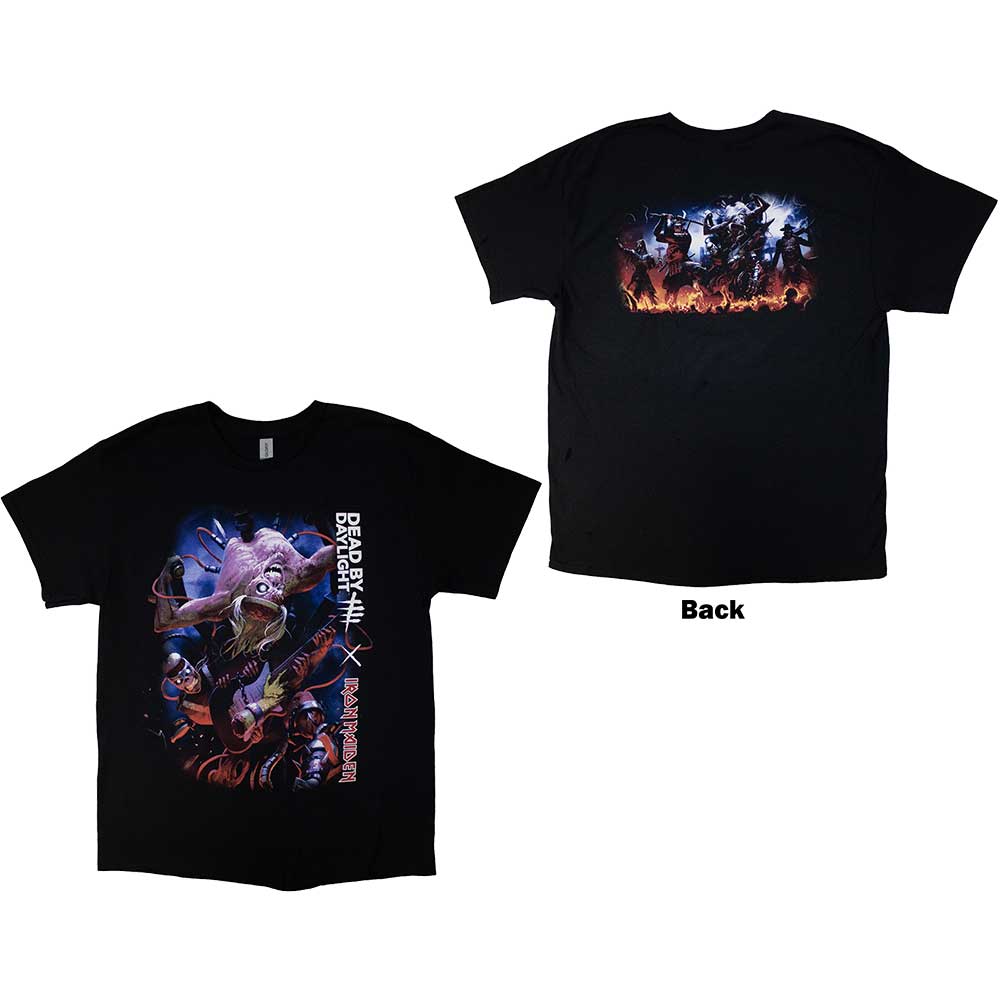 Iron Maiden Unisex T-Shirt: Dead By Daylight Monster Eddie (Black) (Back Print)