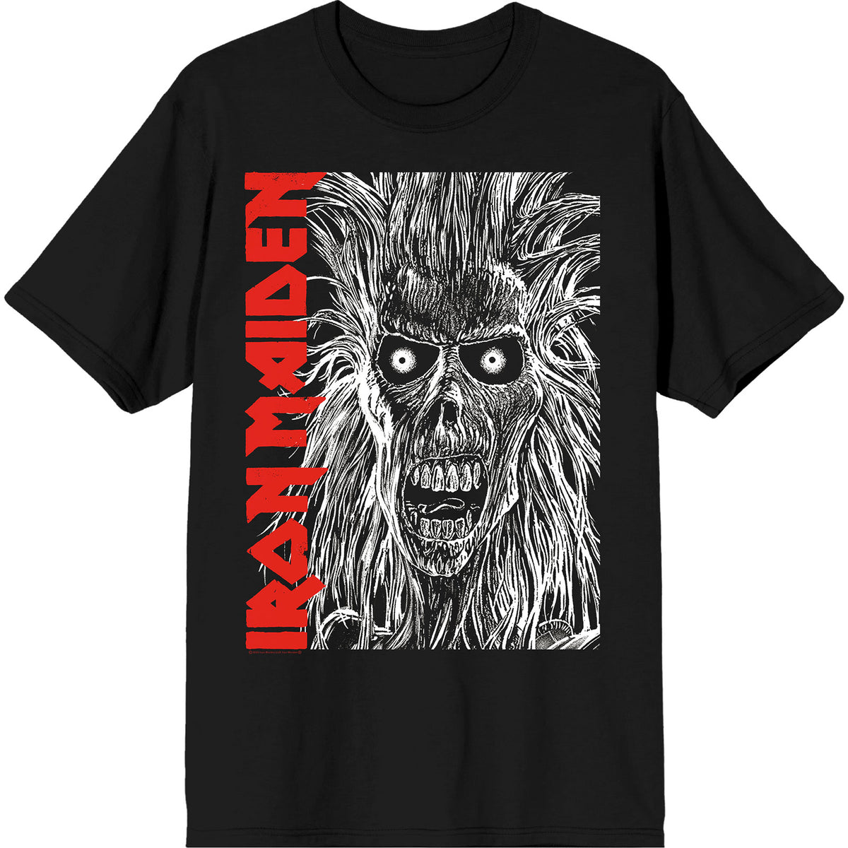 Iron Maiden Unisex T-Shirt: Eponymous Face Red Logo (Black)