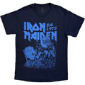 Iron Maiden Unisex T-Shirt: Est. 1975 Life After Death Stamp (Navy Blue)