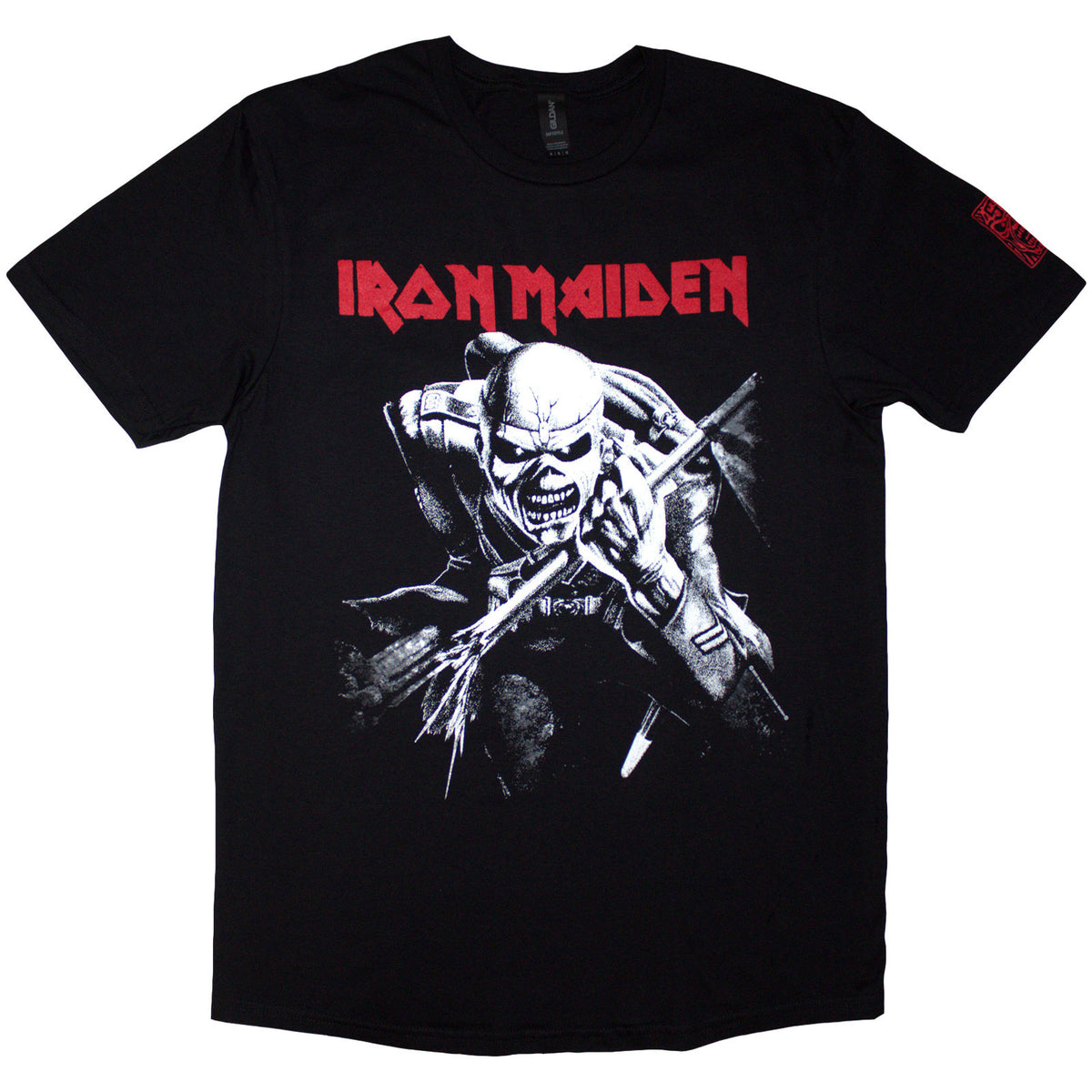 Iron Maiden Unisex T-Shirt: 50 Trooper Charge White (Black) (Sleeve Print)
