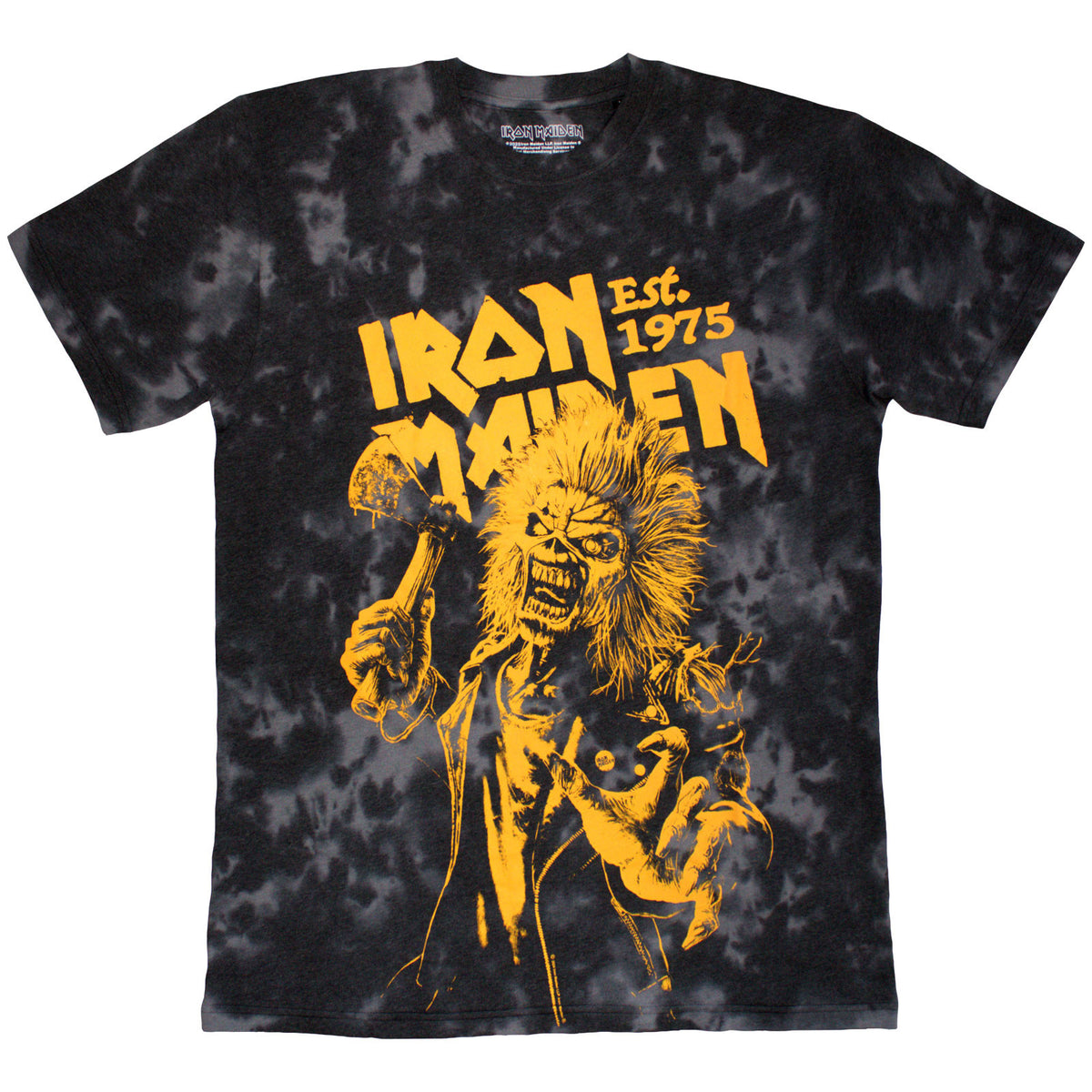 Iron Maiden Unisex T-Shirt: Est. 1975 Axe Eddie (Black) (Wash Collection)