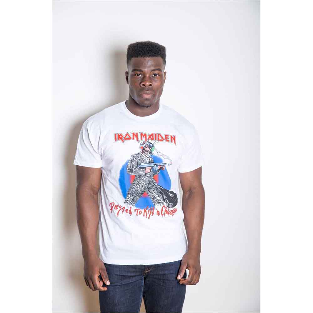 Iron Maiden Unisex T-Shirt: Chicago Mutants (White) (Back Print)