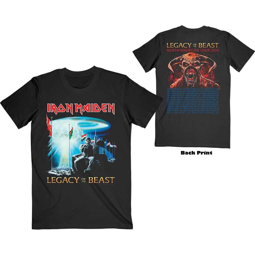 Iron Maiden Unisex T-Shirt: Two Minutes to Midnight (Black) (Back Print)