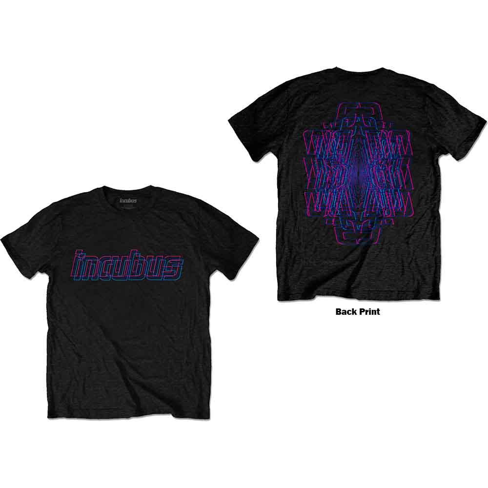 Incubus Unisex T-Shirt: Trippy Neon (Black) (Back Print)