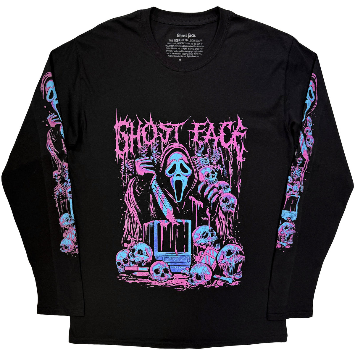 Ghostface Unisex Long Sleeve T-Shirt: Metal (Black)
