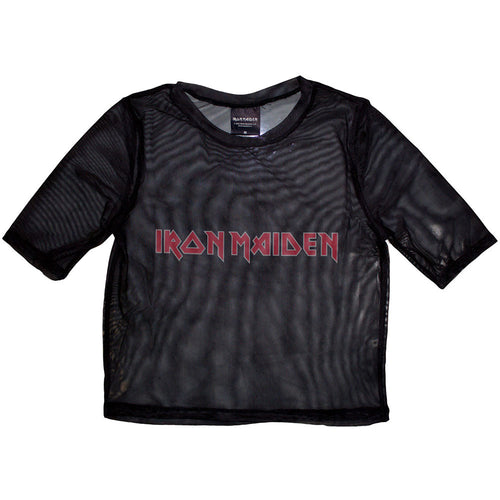 Iron Maiden: Logo Ladies Mesh Crop Top (Black)