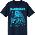 Iron Maiden: 50 Life After Death Flames Blue Unisex T-Shirt (Navy Blue)