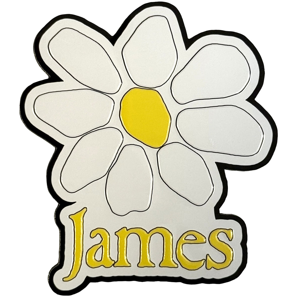 James Fridge Magnet: Yellow Logo White Daisy (Yellow)