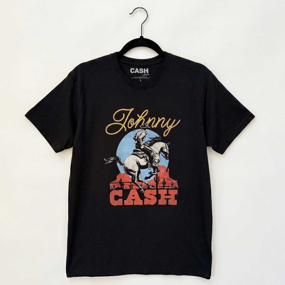 Johnny Cash Unisex Premium Carbon T-Shirt: Cowboy (Black)