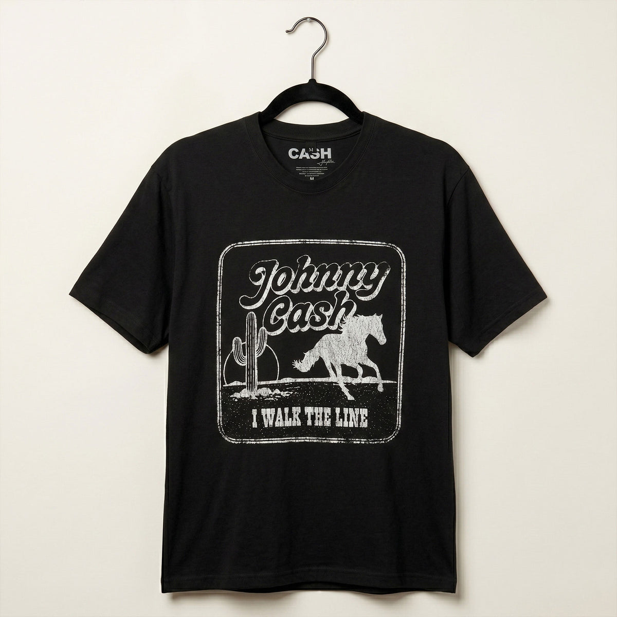 Johnny Cash Unisex Premium Carbon T-Shirt: I Walk The Line (Black)