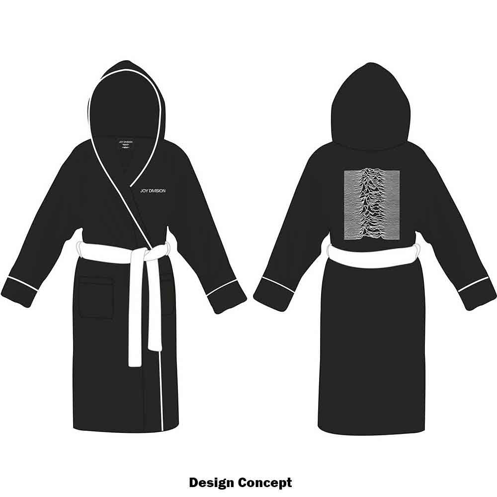 Joy Division Unisex Bathrobe: Unknown Pleasures (Black) (Back Print)