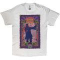 Janis Joplin Unisex T-Shirt: Paisley & Flowers Frame Border (White)