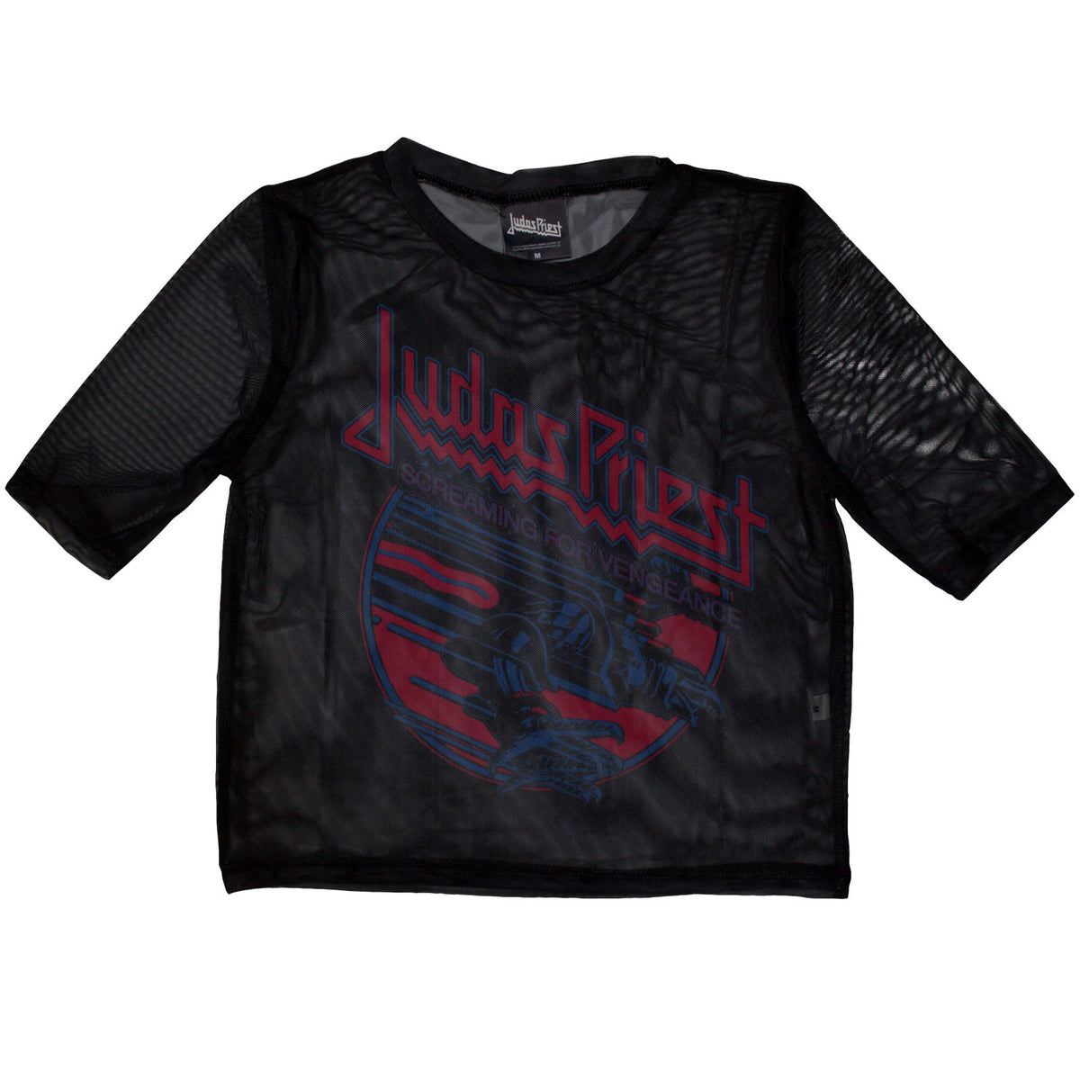 Judas Priest Ladies Mesh Crop Top: Screaming For Vengeance (Black)
