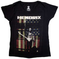 Jimi Hendrix Ladies T-Shirt: Peace Flag (Black)