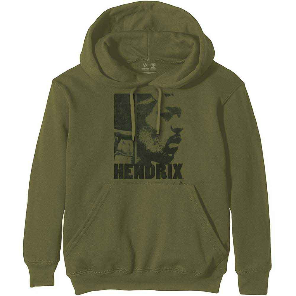 Jimi Hendrix Unisex Pullover Hoodie: Let Me Live (Khaki Green)