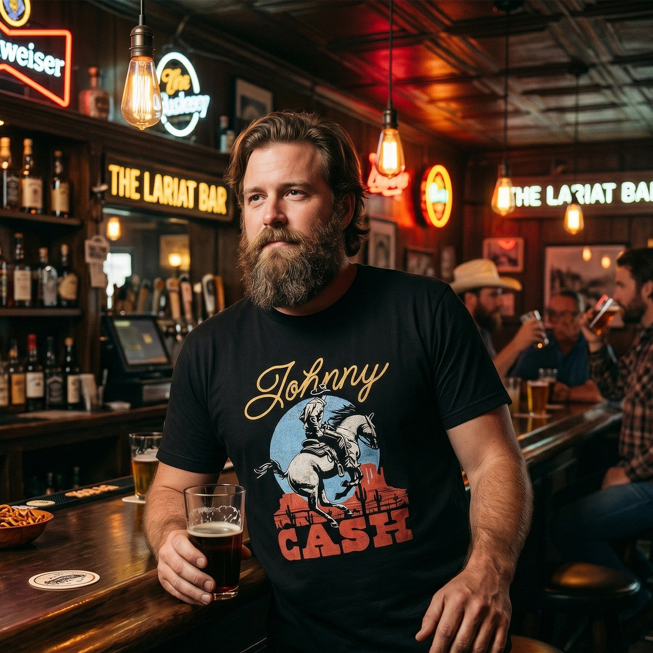 Johnny Cash: Cowboy Unisex Premium Carbon T-Shirt (Black)