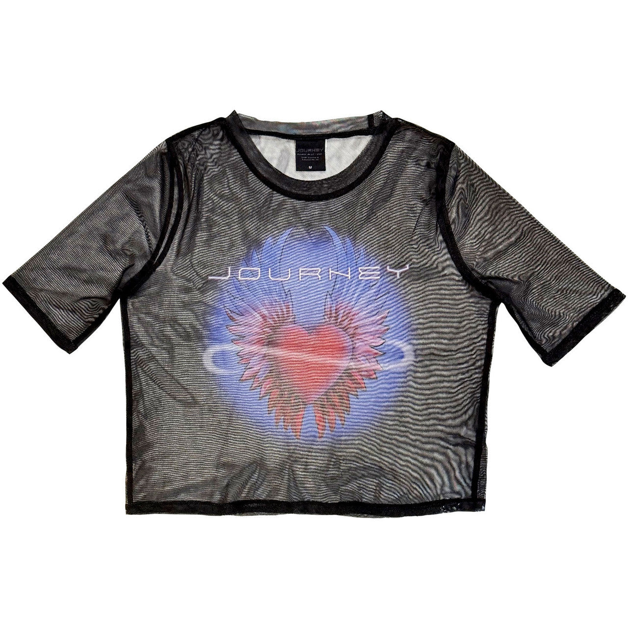 Journey: Heart Ladies Mesh Crop Top (Black)