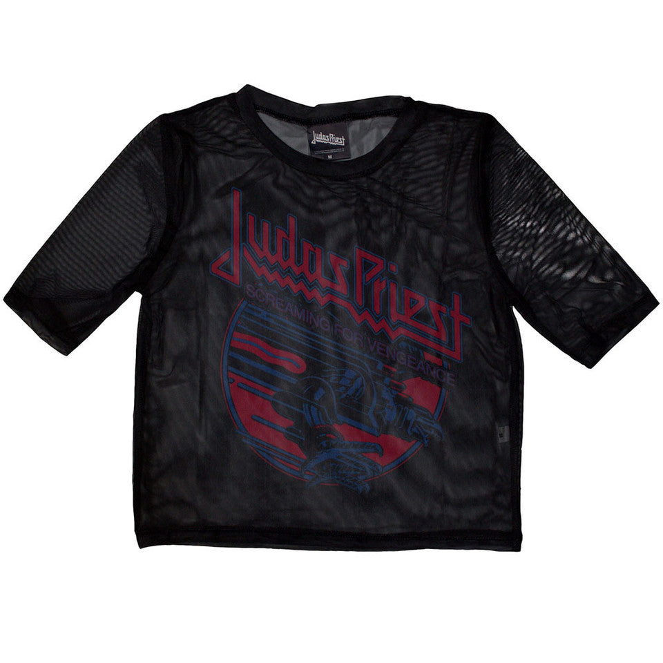 Judas Priest: Screaming For Vengeance Ladies Mesh Crop Top (Black)