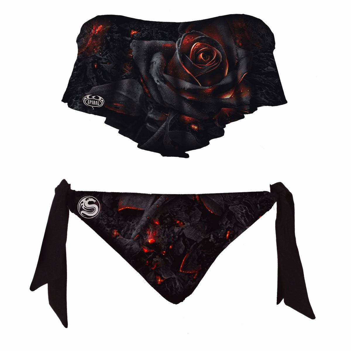 Spiral Ladies Bikini: Burnt Rose (Black) (All Over Print)