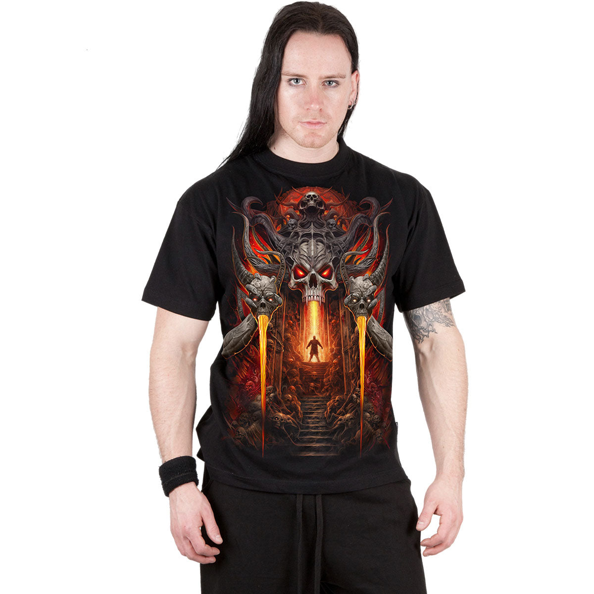 Spiral Unisex T-Shirt: Gates Of Hell (Black) (Back Print)