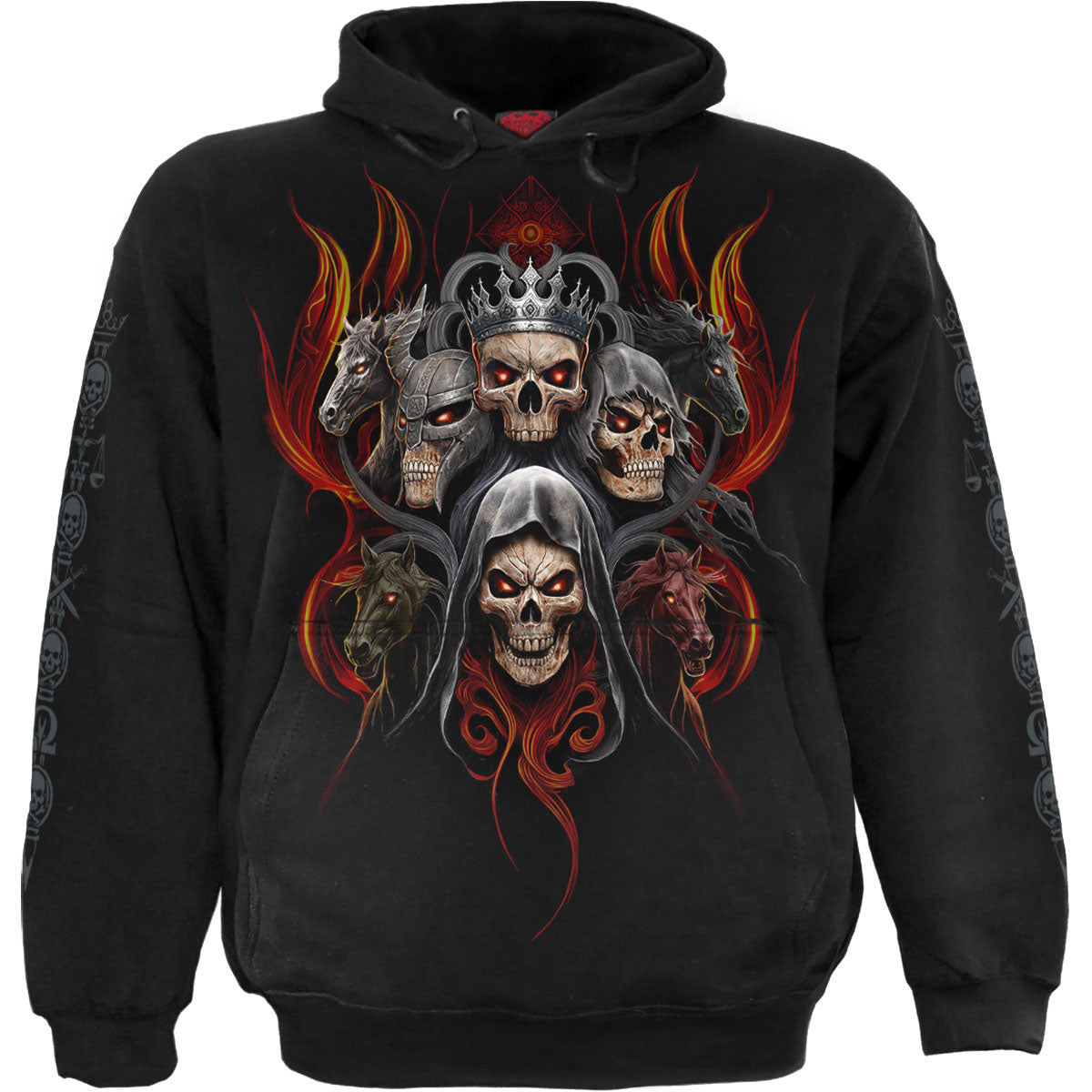 Spiral Unisex Pullover Hoodie: Revelation (Black) (Back & Sleeve Print)