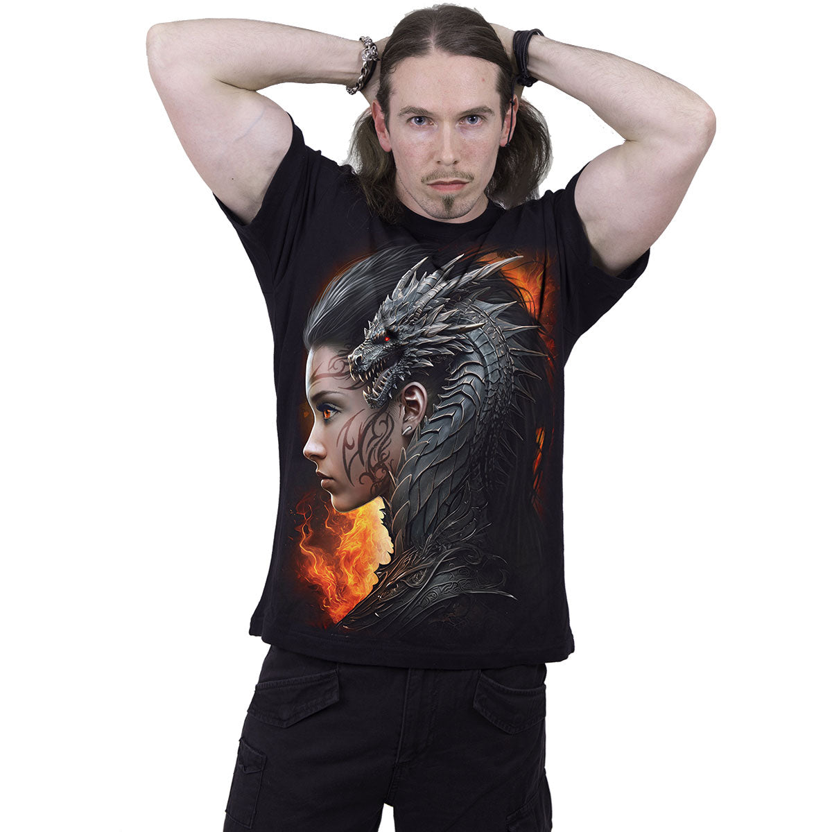 Spiral Unisex T-Shirt: Draco Queen (Black) (Back Print)