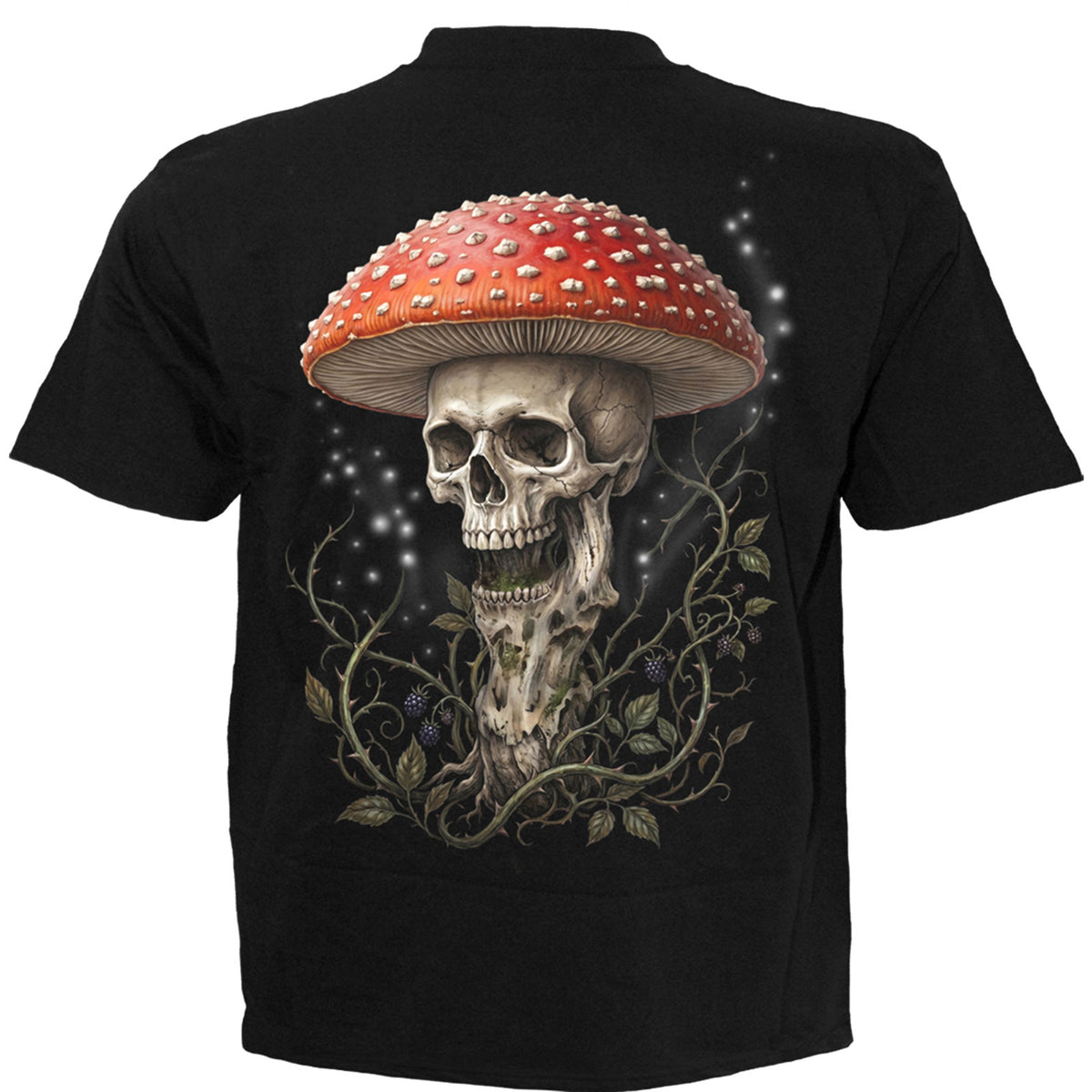 Spiral Unisex T-Shirt: Shrooms (Black) (Back Print)