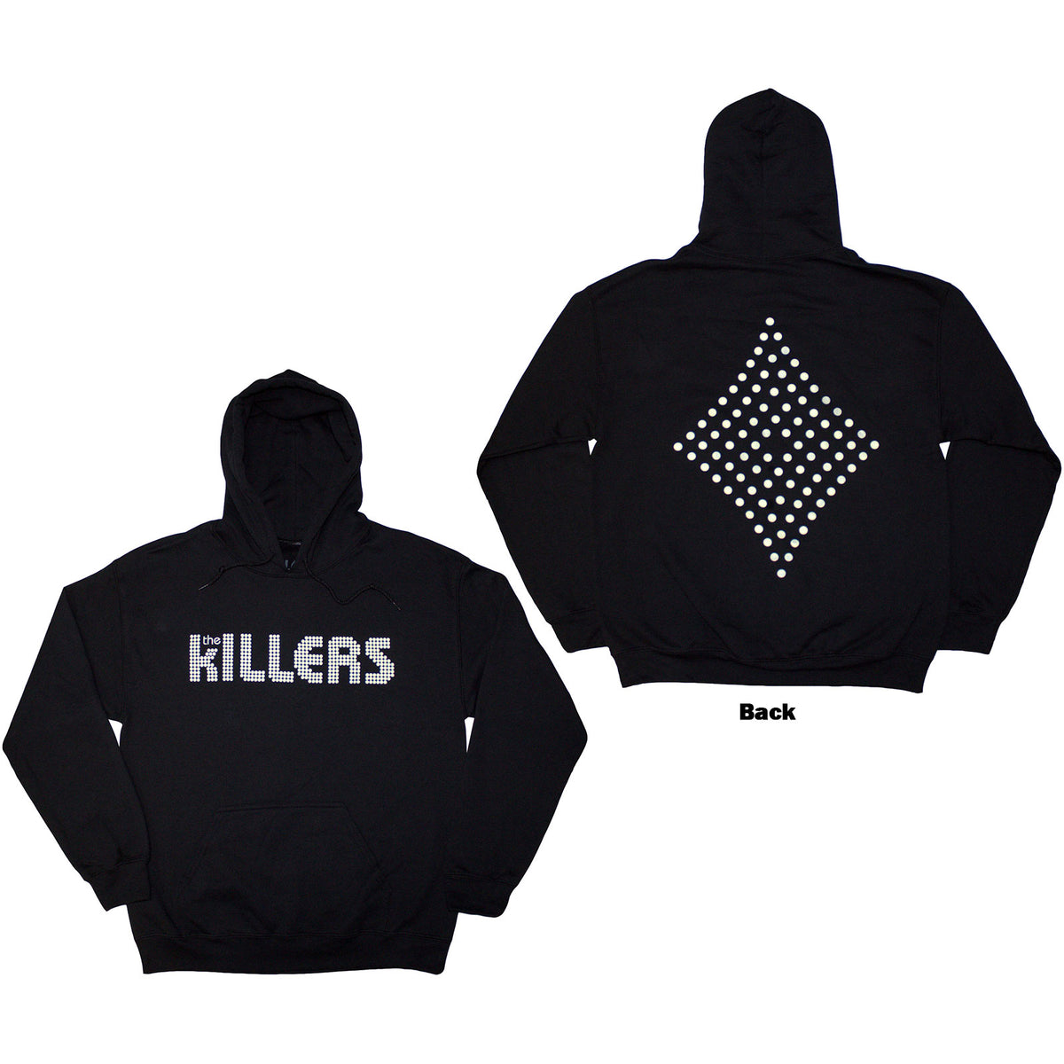 The Killers Unisex Pullover Hoodie: Tour '24 Dots Logo Diamond (Black) (Back Print & Ex-Tour)