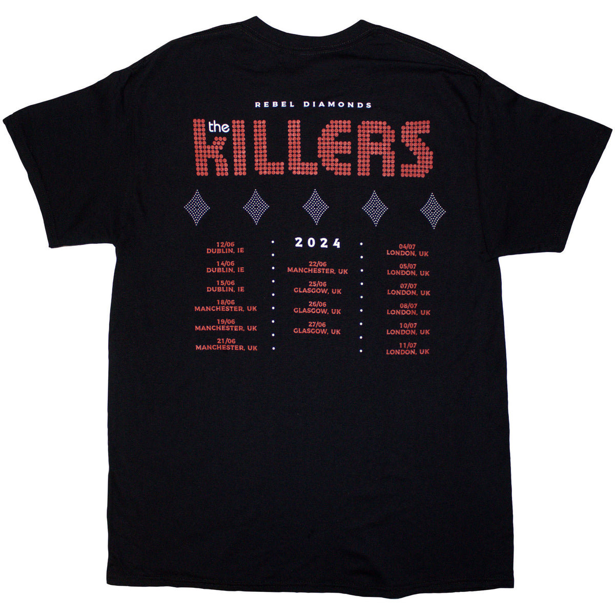 The Killers Unisex T-Shirt: Tour '24 Rebel Diamonds (Black) (Back Print & Ex-Tour)