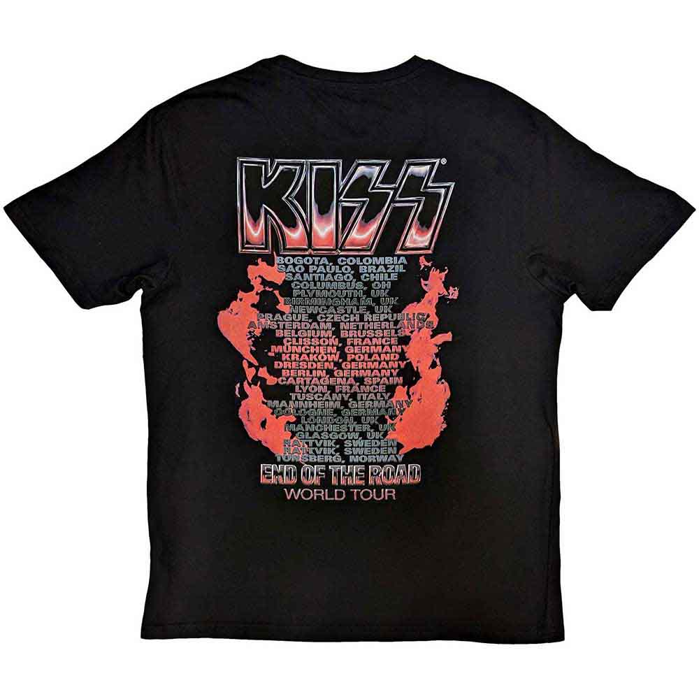 KISS Unisex T-Shirt: End Of The Road Tour Red (Black) (Back Print)
