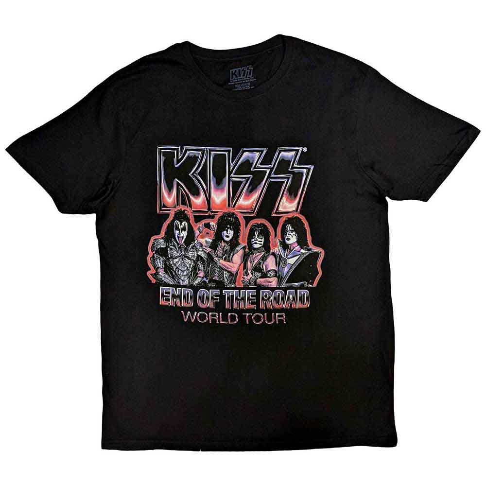KISS Unisex T-Shirt: End Of The Road Tour Red (Black) (Back Print)