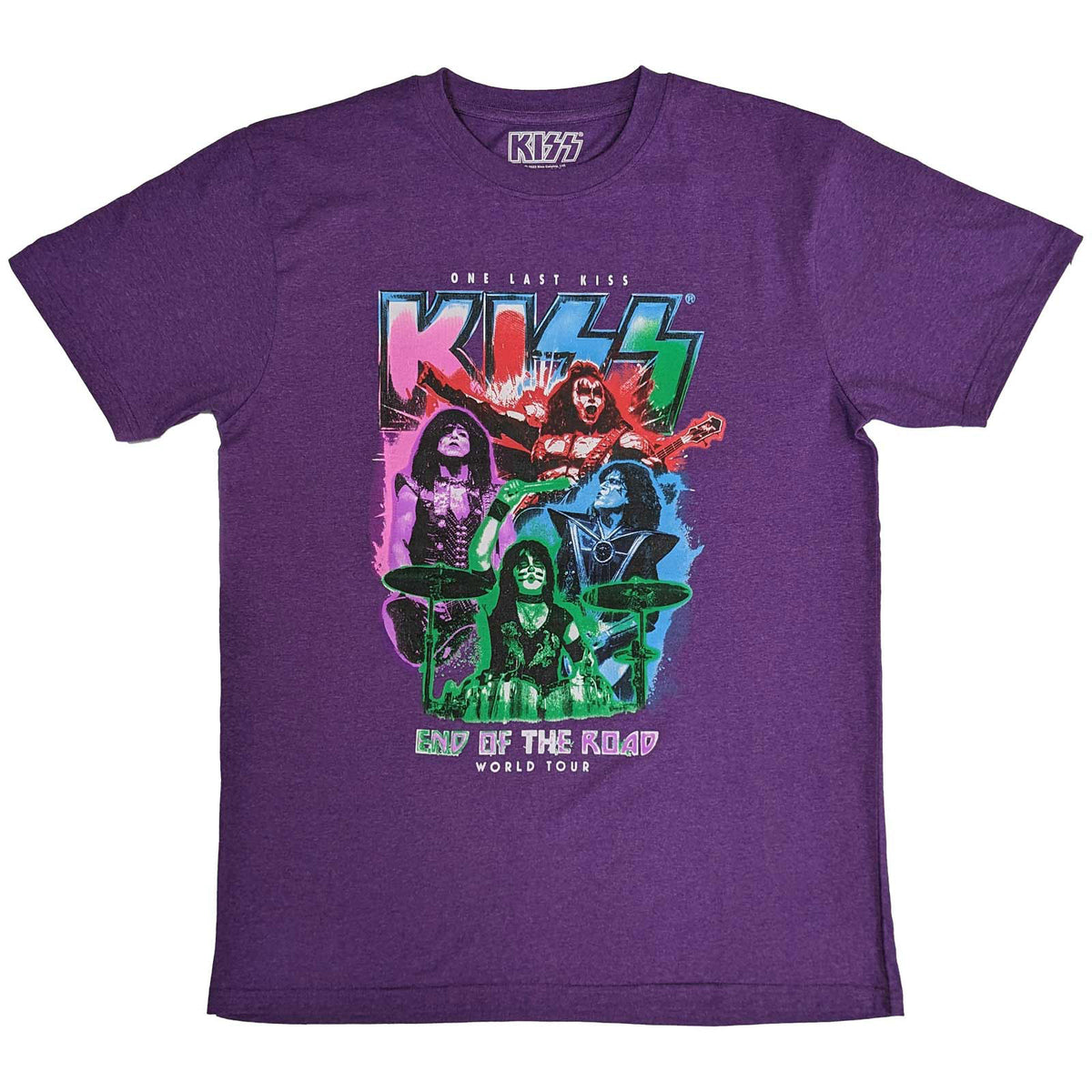 KISS Unisex T-Shirt: End Of The Road Colour Pop (Purple) (Back Print)