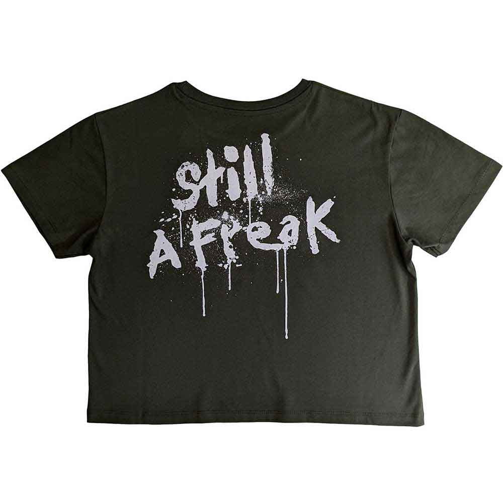 Korn Ladies Crop Top: Still A Freak (Green) (Back Print)