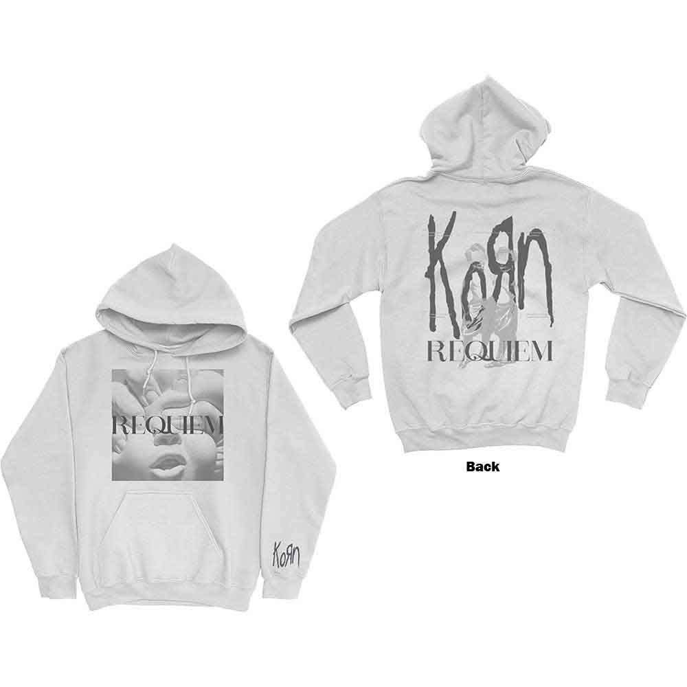 Korn Unisex Pullover Hoodie: Requiem (White) (Back Print)