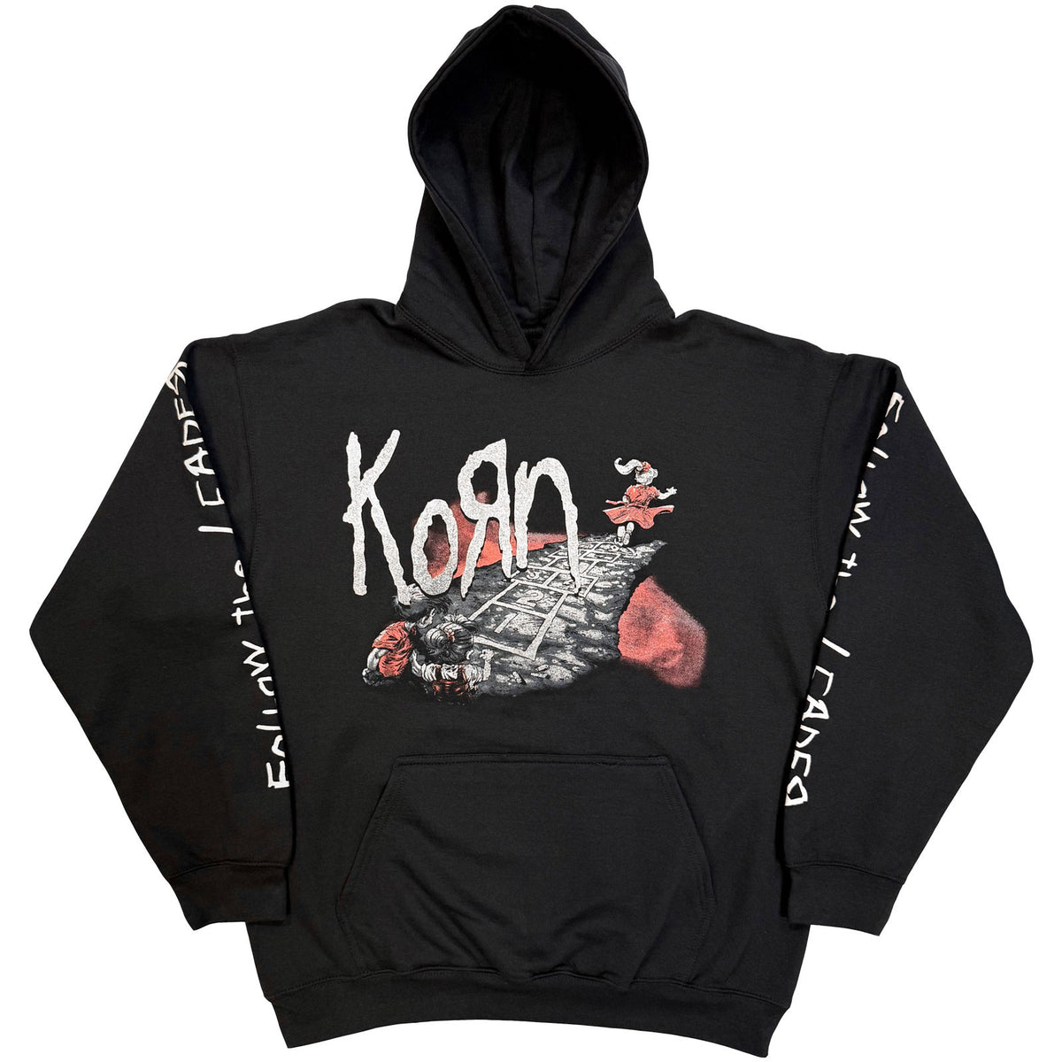 Korn Unisex Pullover Hoodie: Follow The Leader (Black) (Sleeve Print)
