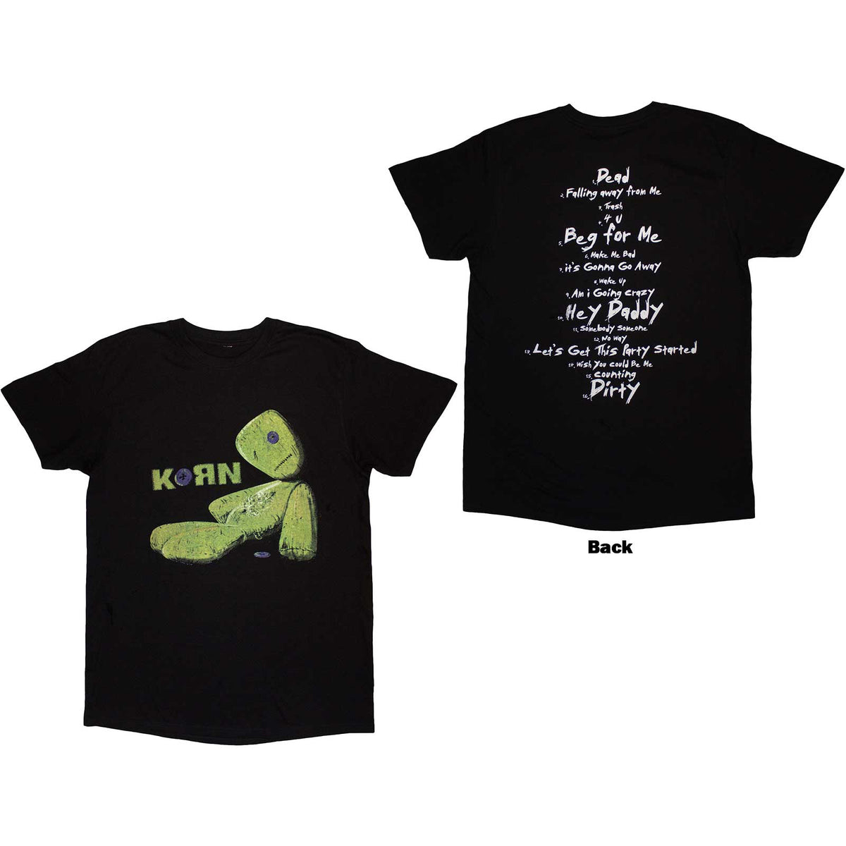 Korn Unisex T-Shirt: Issues Tracklist (Black) (Back Print)