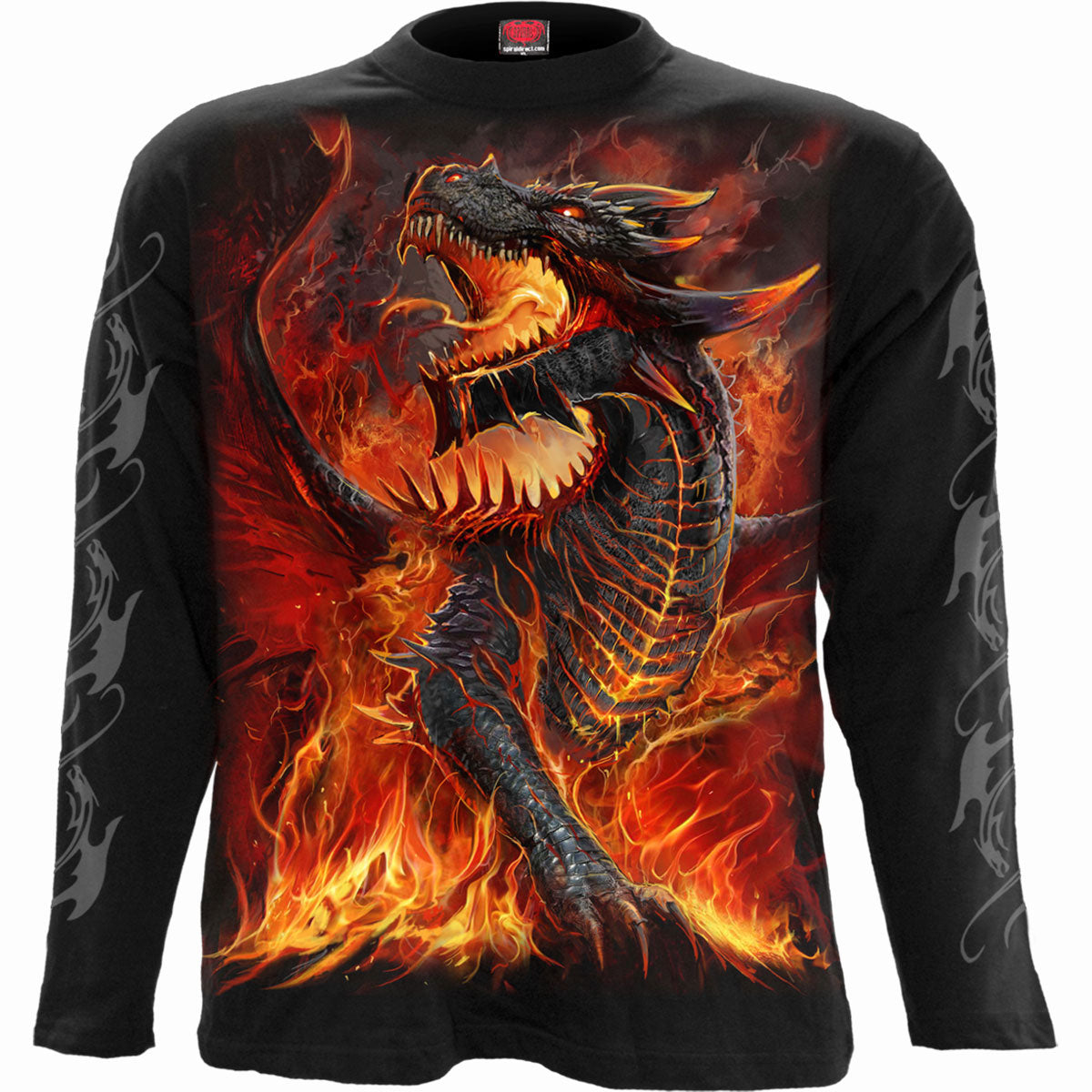 Spiral Unisex Long Sleeve T-Shirt: Draconis (Black) (Back & Sleeve Print)