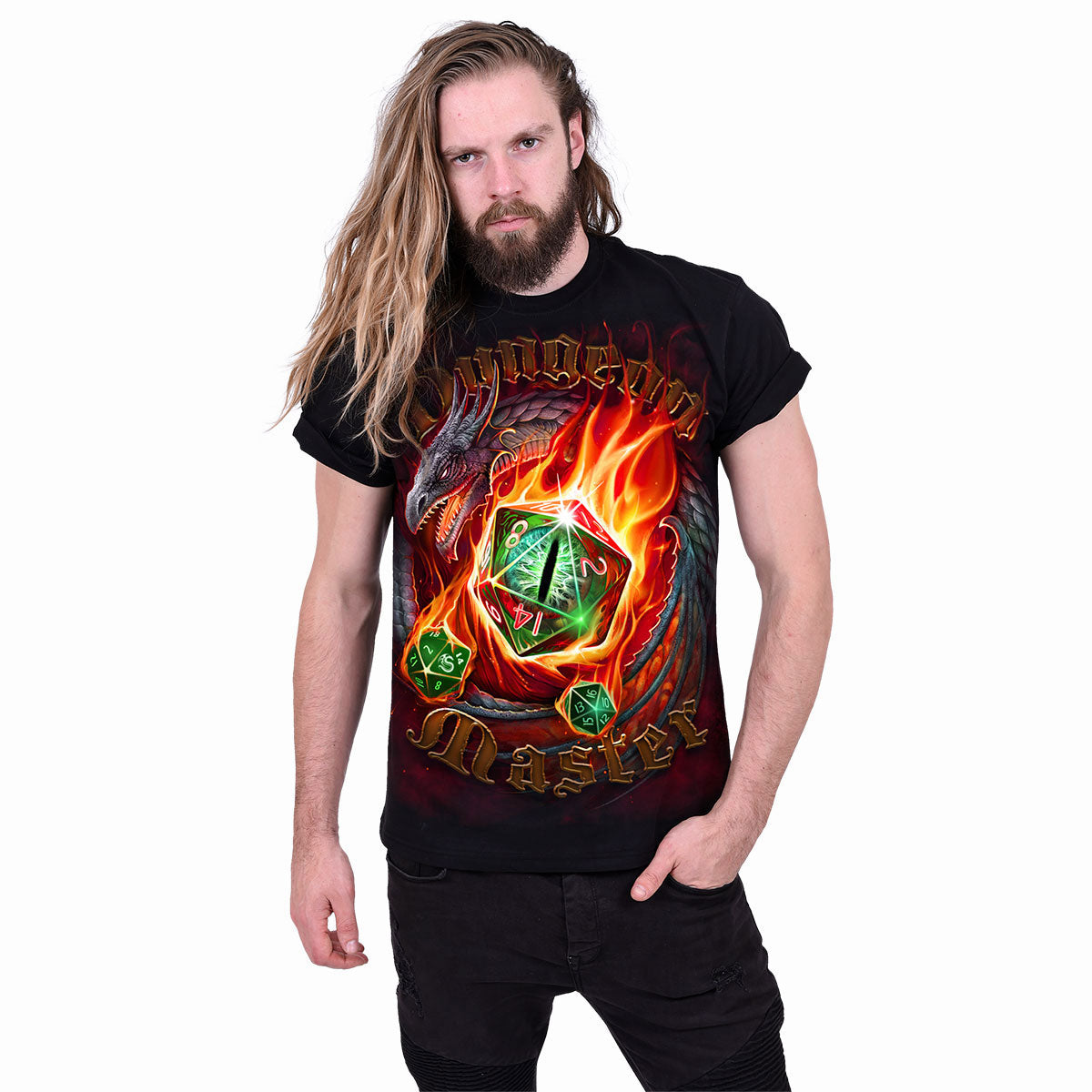 Spiral Unisex T-Shirt: Dungeon Master (Black) (Back Print)