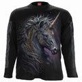 Spiral Unisex Long Sleeve T-Shirt: Celtic Unicorn (Black) (Back & Sleeve Print)