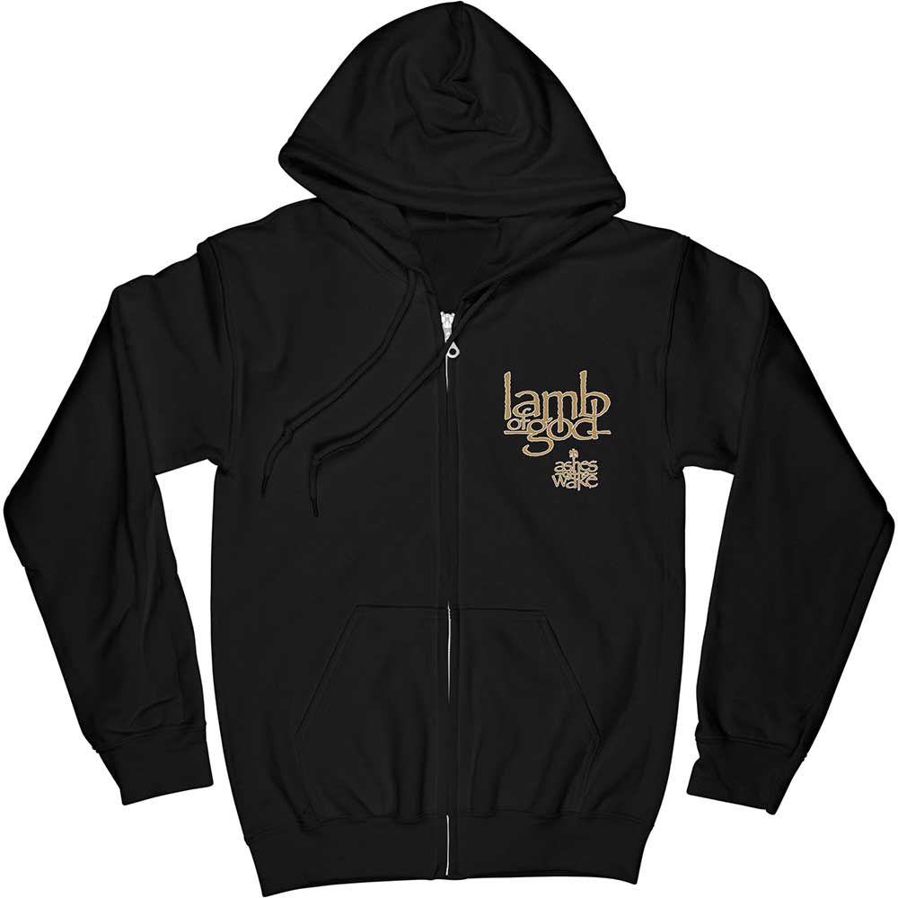 Lamb Of God Unisex Zipped Hoodie: Ashes of the Wake Album Cover (Black) (Back Print)